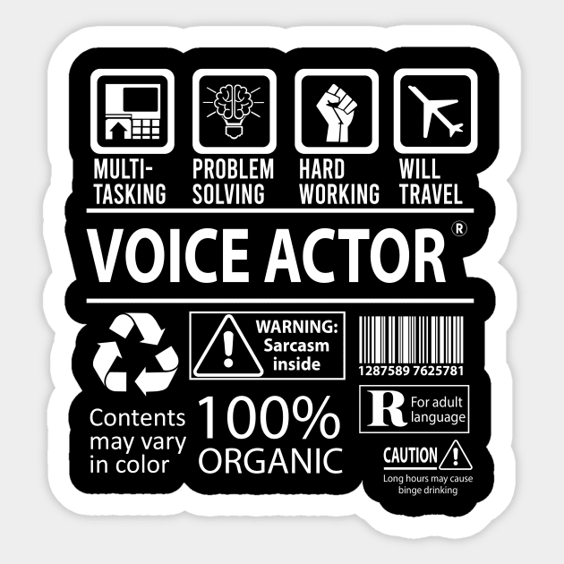 Voice Actor T Shirt - MultiTasking Certified Job Gift Item Tee Sticker by Aquastal